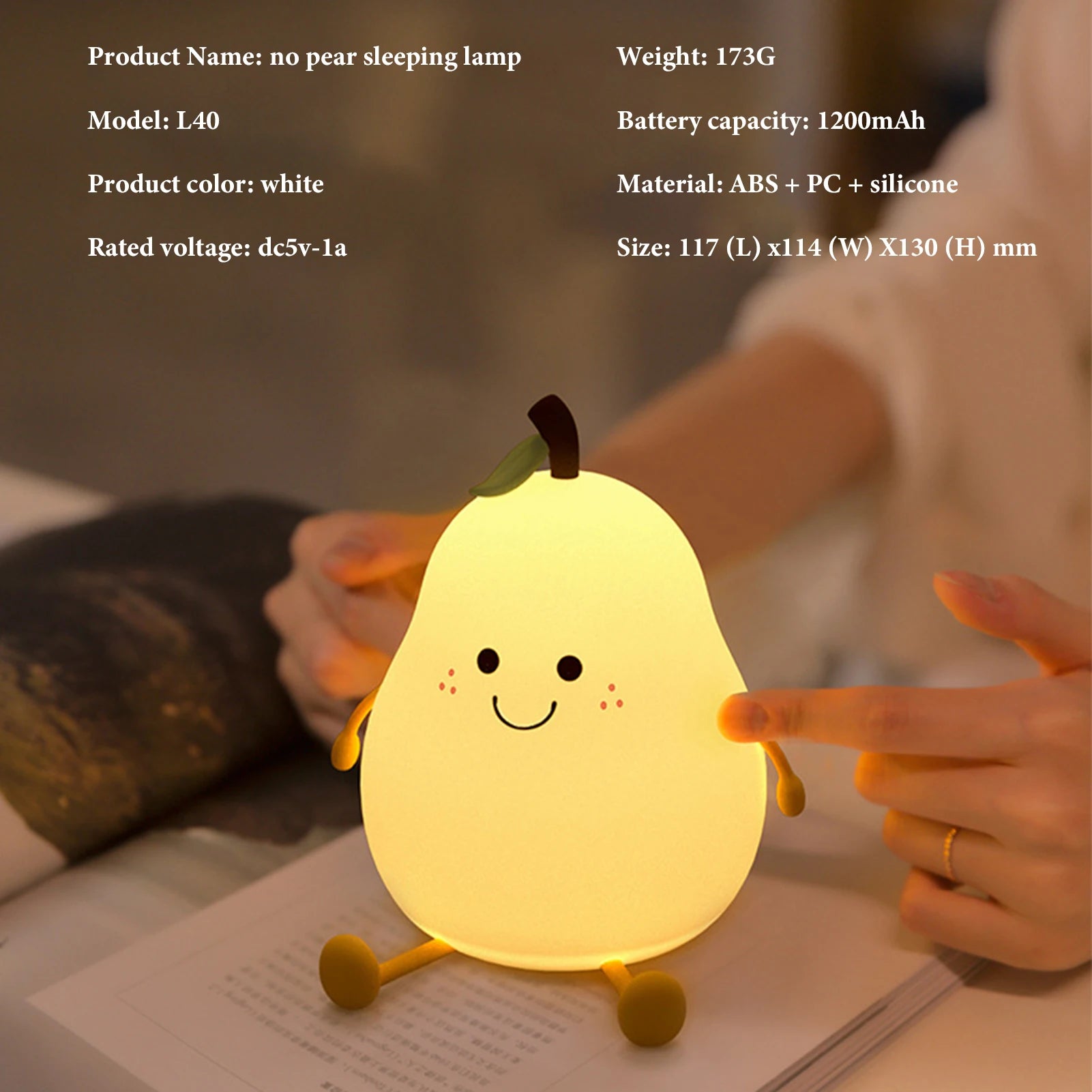 Touch Sensor Portable Led Silicone Pear Lamp